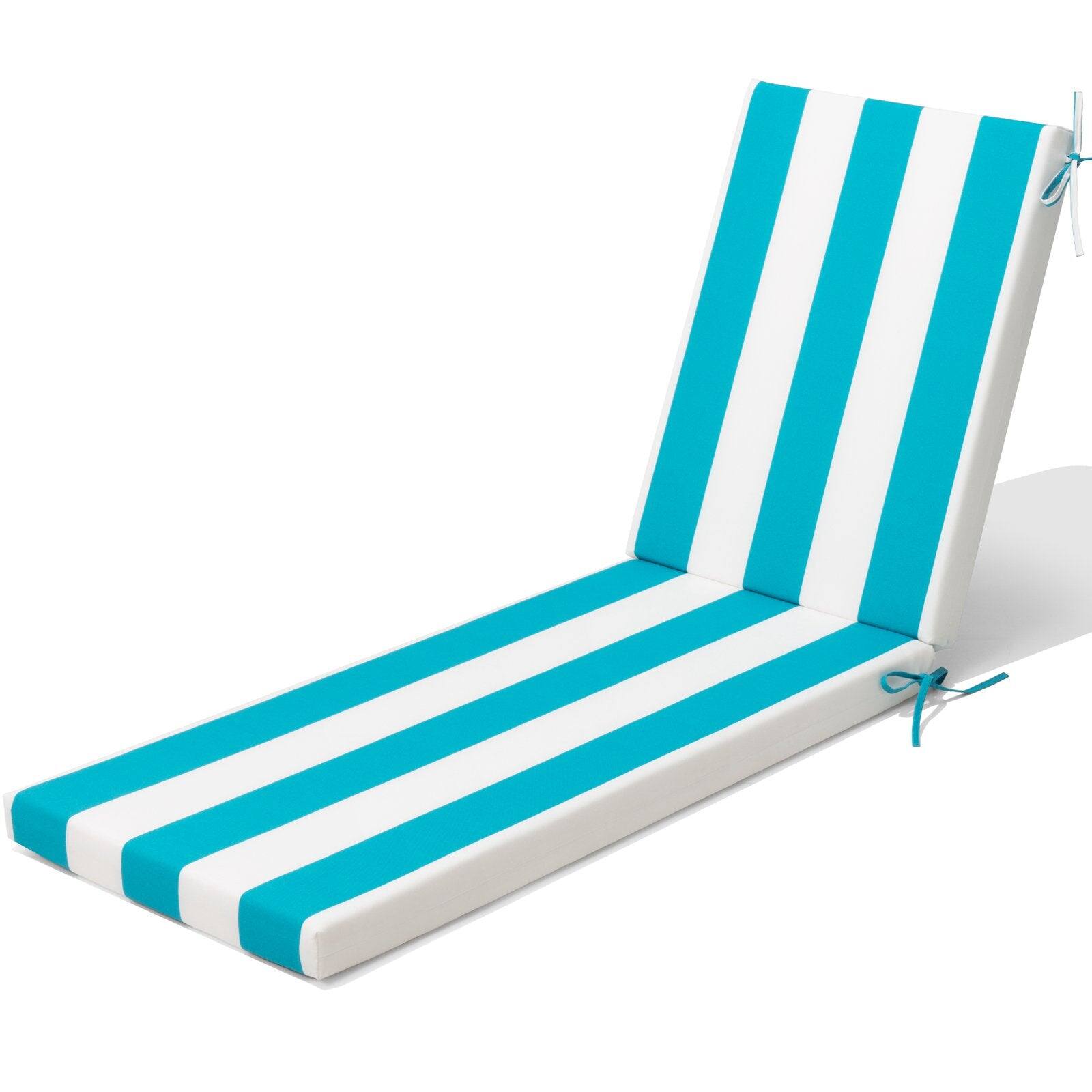 Left. Crestlive Products - Crestlive Products Outdoor Patio Chaise Lounge Cushion with Sunbrella - SKY Blue.