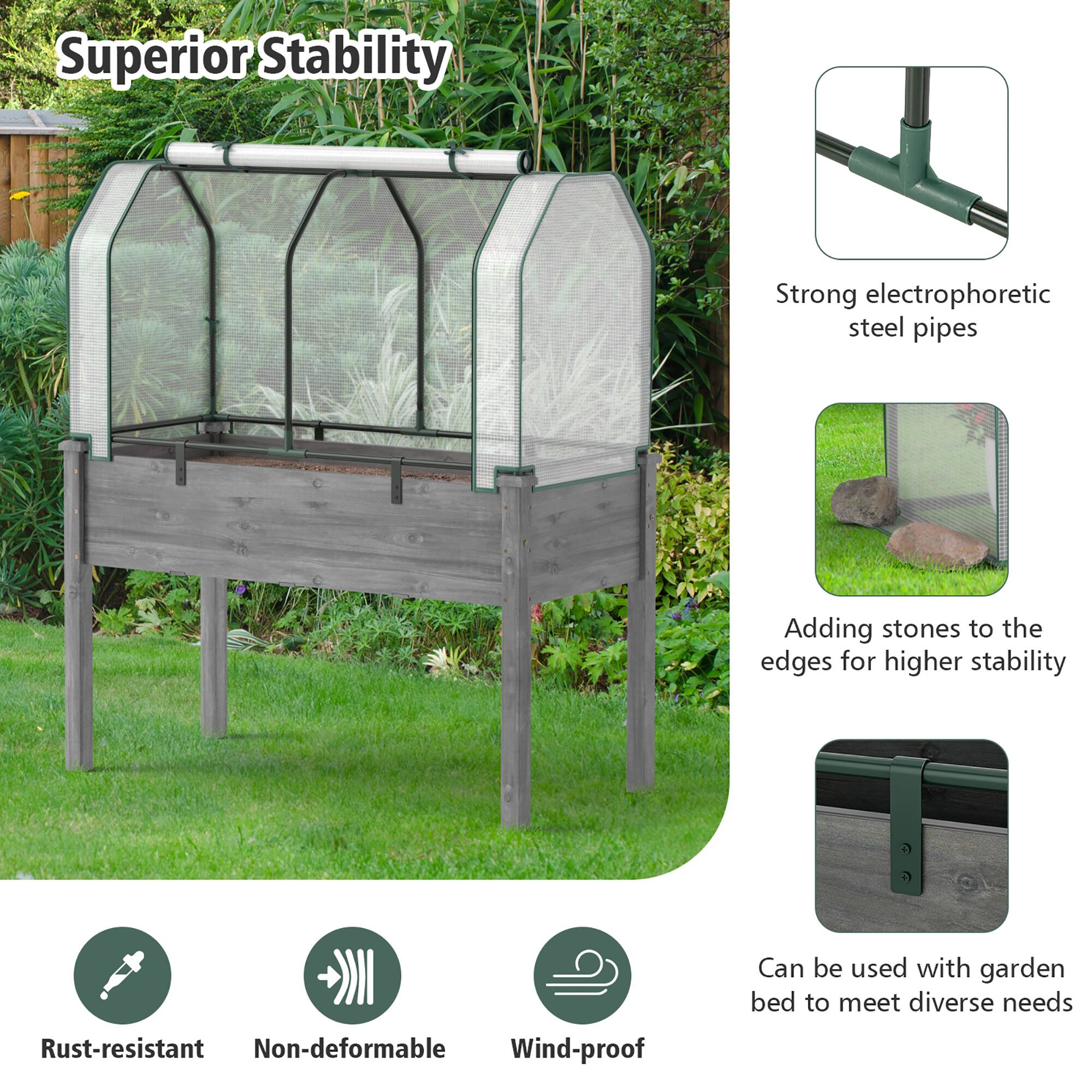 Superior Stability

- Strong electrophoretic steel pipes
- Adding stones to the edges for higher stability
- Can be used with garden bed to meet diverse needs

Features:
- Rust-resistant
- Non-deformable
- Wind-proof