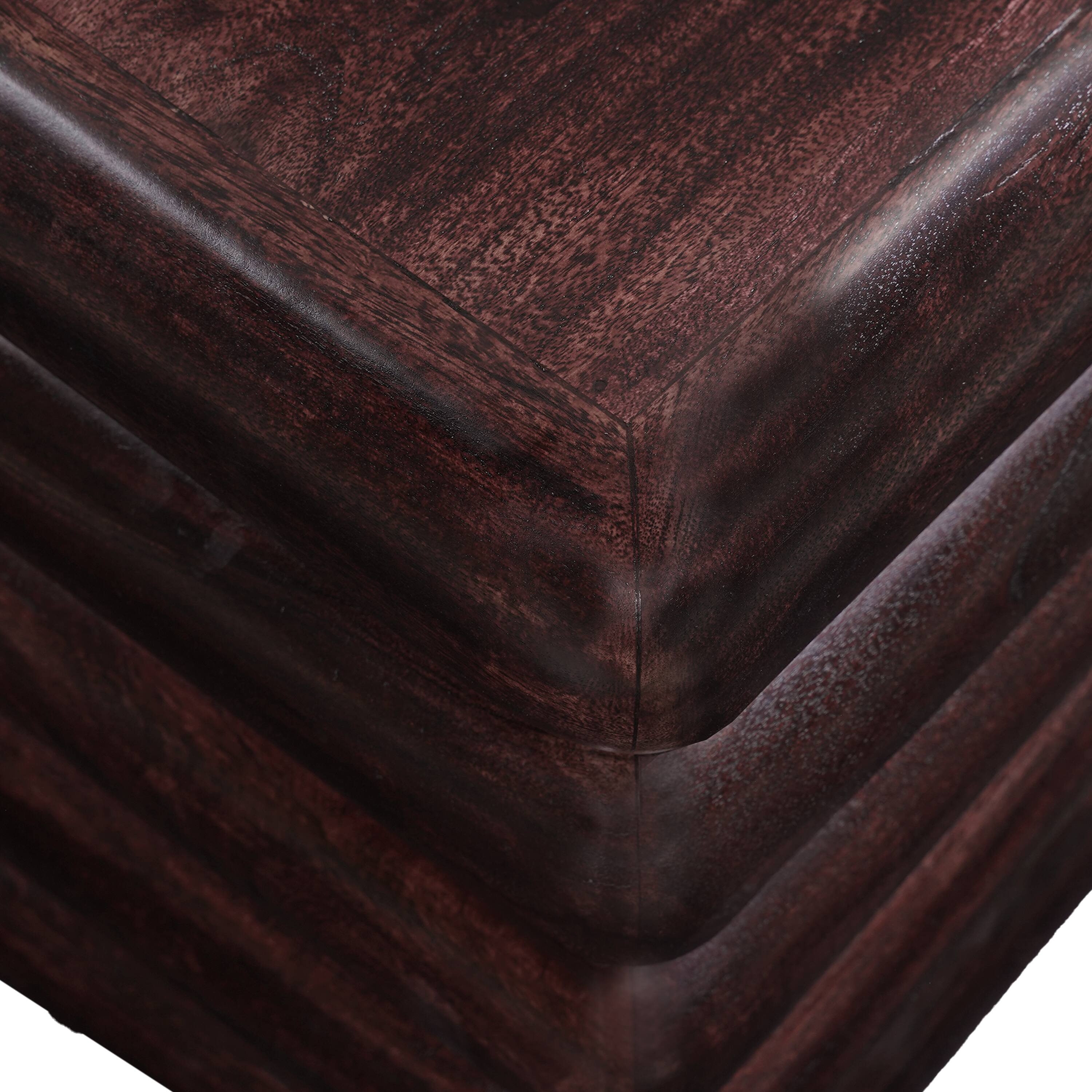Alt View 1. Manhattan Lane - Zyra 18" Side End Table | Sculptural Stacked Design | Acacia Wood - Dark Cherry Brown.