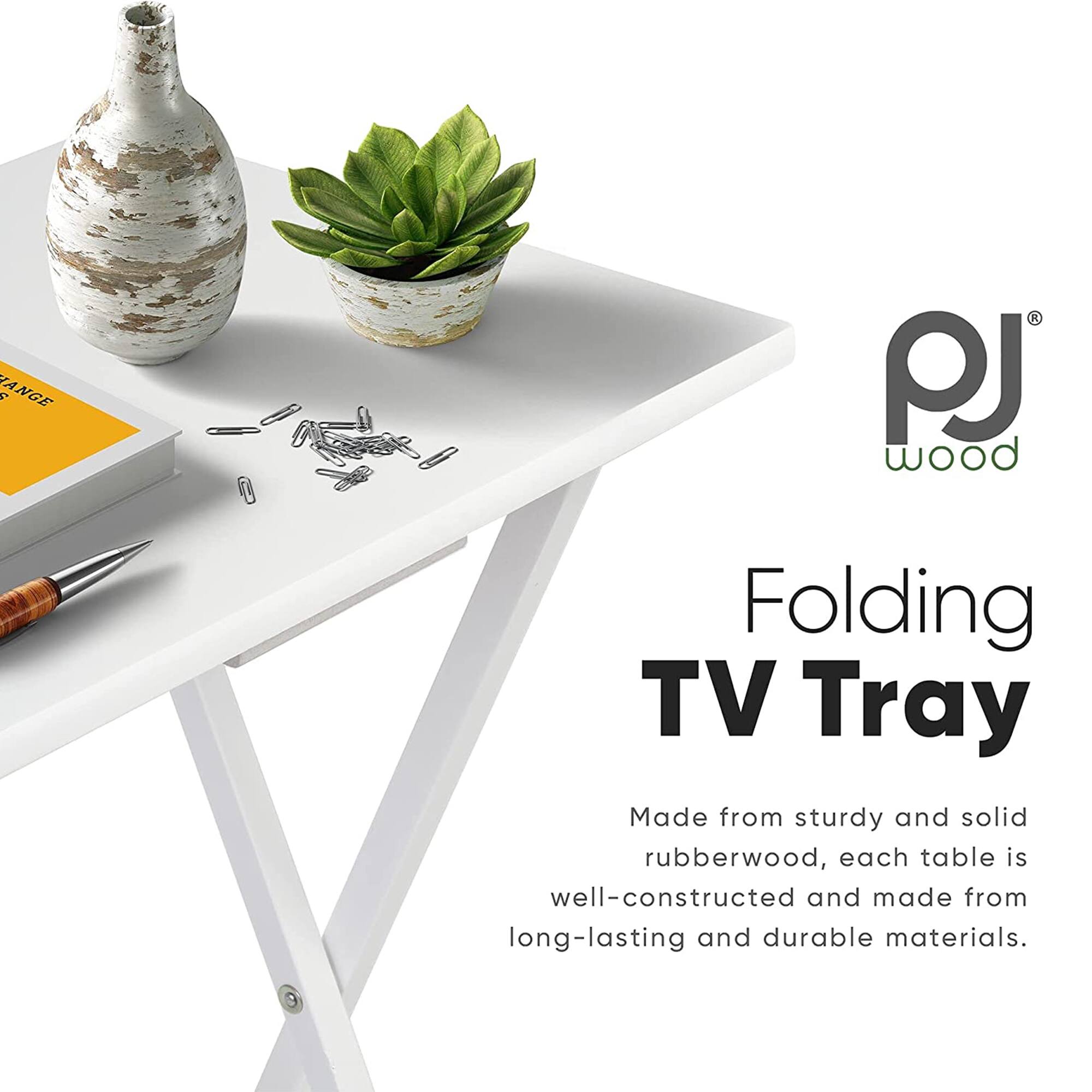 PJ Wood Folding TV Tray

Made from sturdy and solid rubberwood, each table is well-constructed and made from long-lasting and durable materials.
