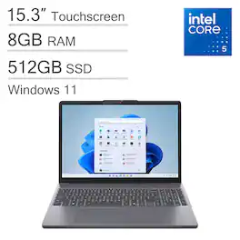 Lenovo - IdeaPad Slim 3i Touchscreen Laptop 15.3" FHD+ - Intel Core 5 210H -8GB RAM - 512GB SSD - Win 11 Home - Luna Grey
