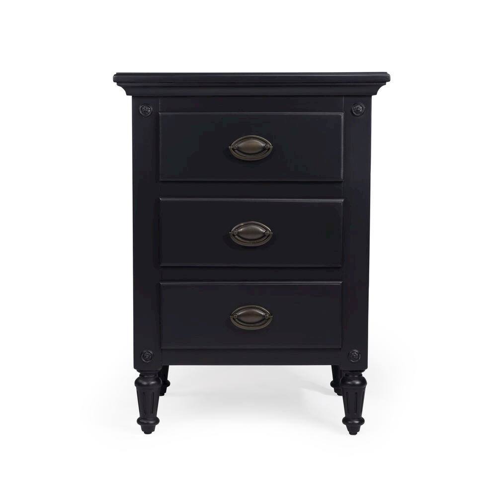 Alt View 1. Starlight Canyon Home - Black Wood Nightstand with Drawers – Classic 3 Drawer Bedroom Table - Black.