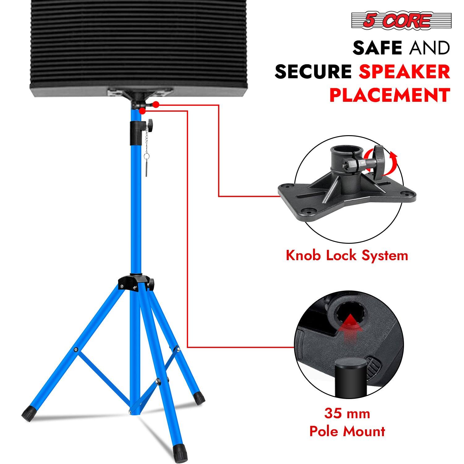 5 CORE SAFE AND SECURE SPEAKER PLACEMENT
- Knob Lock System
- 35 mm Pole Mount