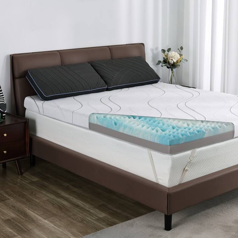 Alt View 2. Vipbear - Mattress Topper with Ice Silk Cover King 4 Inch Certified Firm/Extra Firm - gray.