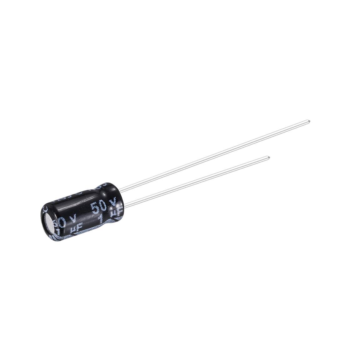 Alt View 2. Unique Bargains - 1uF 50V 4x7mm Electrolytic Capacitor, Radial Leads Aluminum, 50pcs, 105C High Temp for TVs, LCD Monitor, VCD - Black.