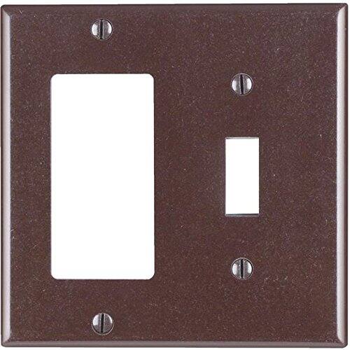 Front. Leviton - 80405 2-Gang 1-Toggle 1-Decora Plastic Wallplate Pack of 25 - White.