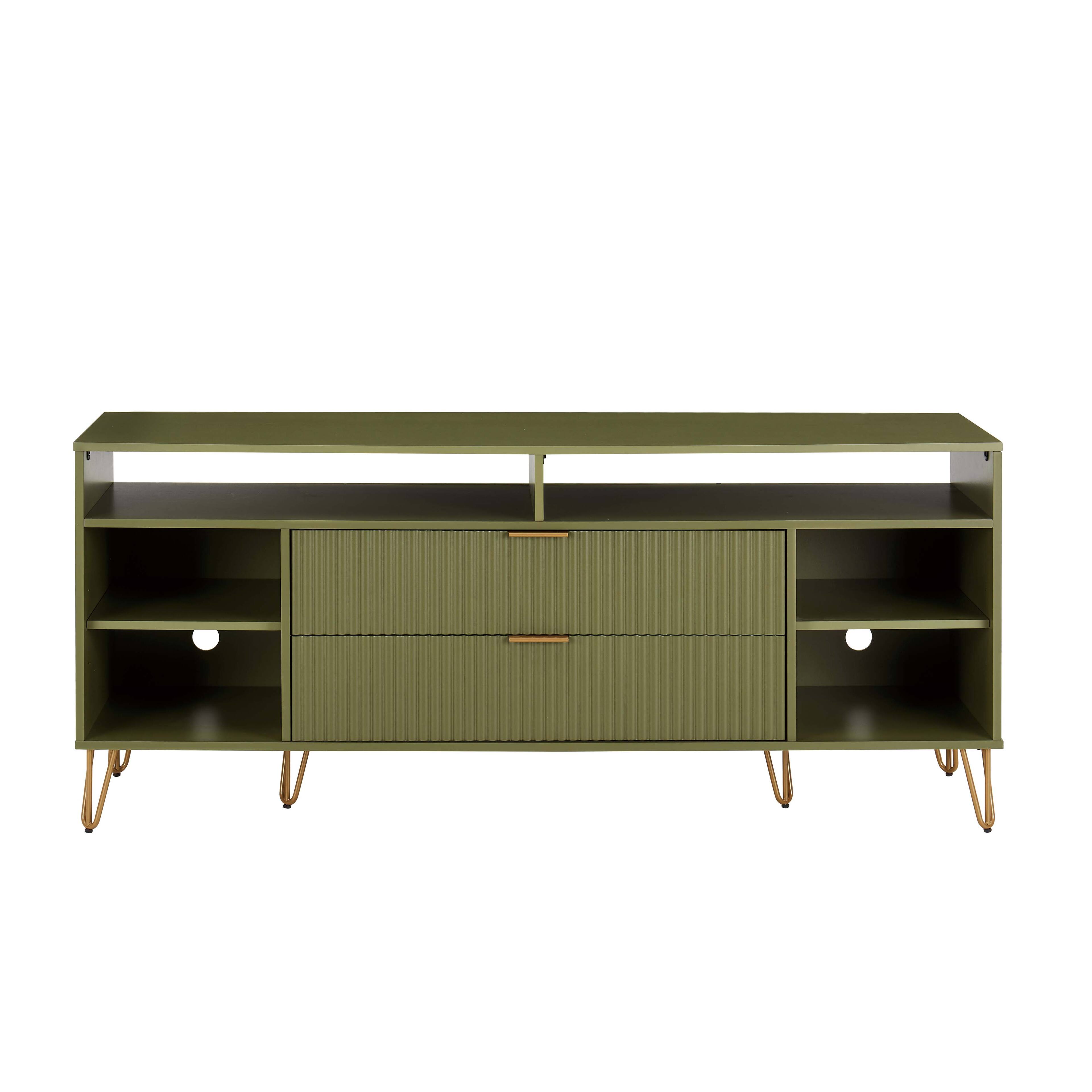 Front. TinyHomie - TV Stand in Olive Green - Olive Green.