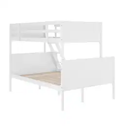 Flash Furniture - Dallas Bunk Bed Twin Over Full, Convertible Slatted Solid Wood Bunk Bed Frame with Ladder for Kids, No Box Spring Needed - White