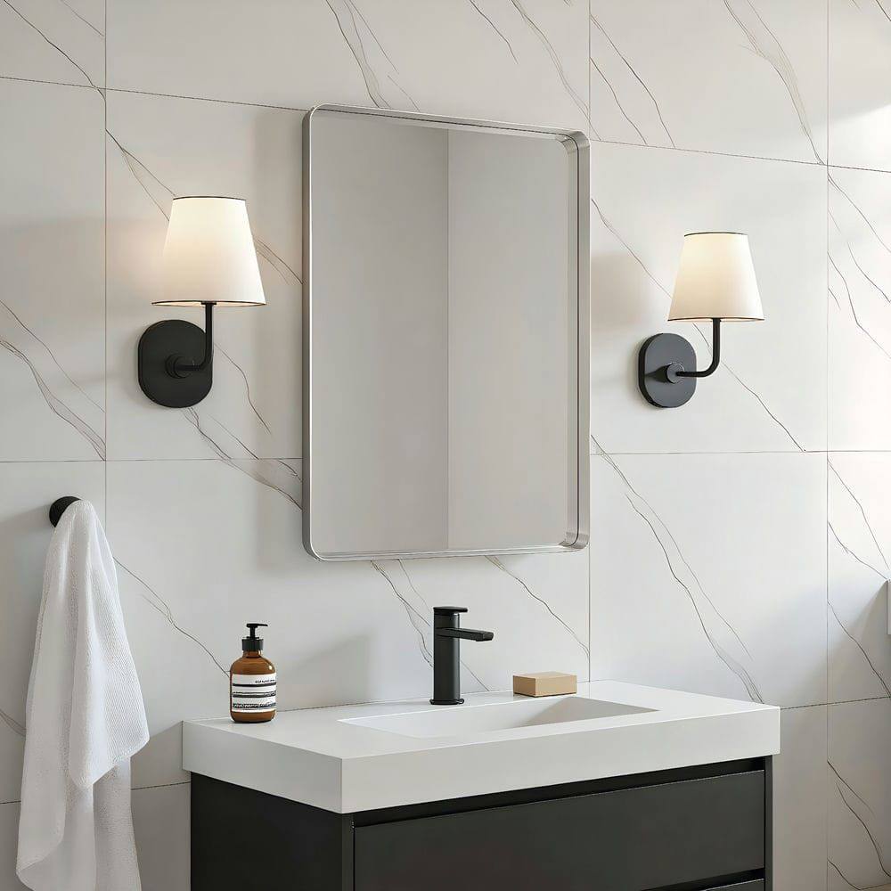 Alt View 6. Kadyn - 30x20 Inch Medium Rectangle Wall Mirror with Rounded Corners and Silver Metal Frame - Silver.