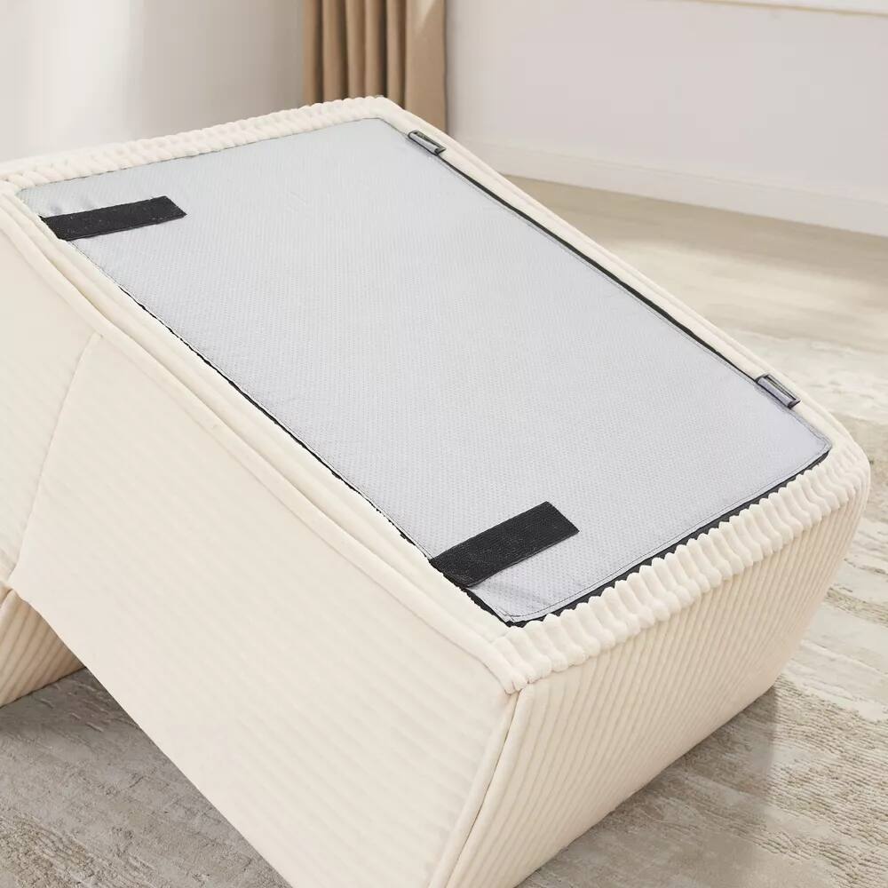 Alt View 6. Meqiodas - Boneless Couch for Living Room, Modular Sectional Sofa with Ottoman, Convertible L Shaped Couch, No Assembly Required - White.