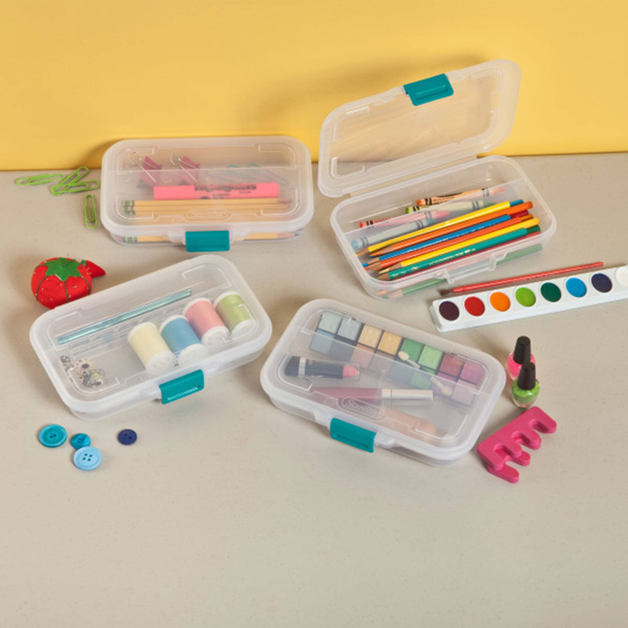 Alt View 2. Sterilite - Sterilite Convenient Small Divided Clear Storage Pencil Box & Latch Lid, 12 Pack - Clear.