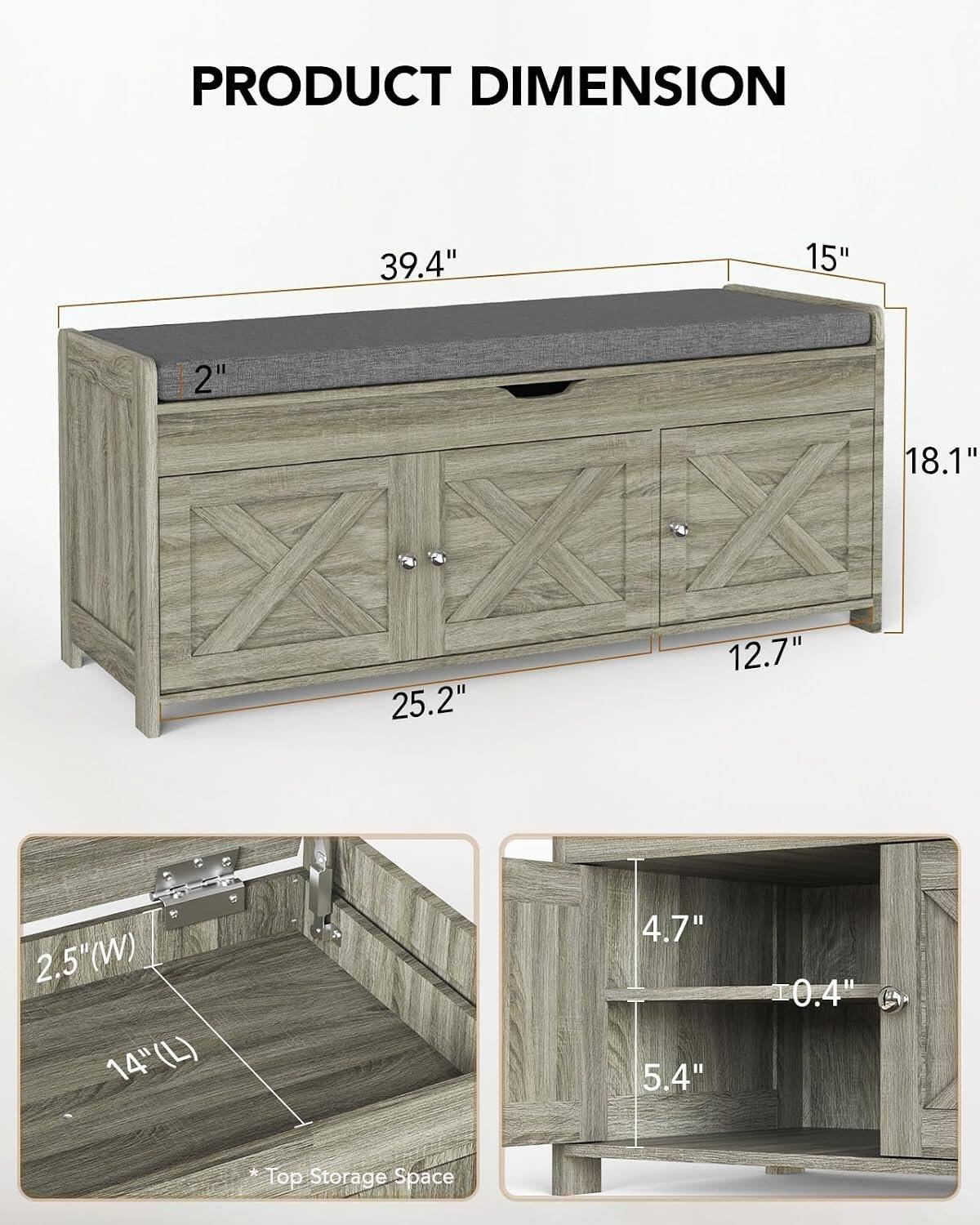 PRODUCT DIMENSION

39.4" x 15" x 2" x 18.1" x 12.7" x 25.2" x 2.5"(W) x 14"(L) x 4.7" x 5.4" x 0.4" * Top Storage Space