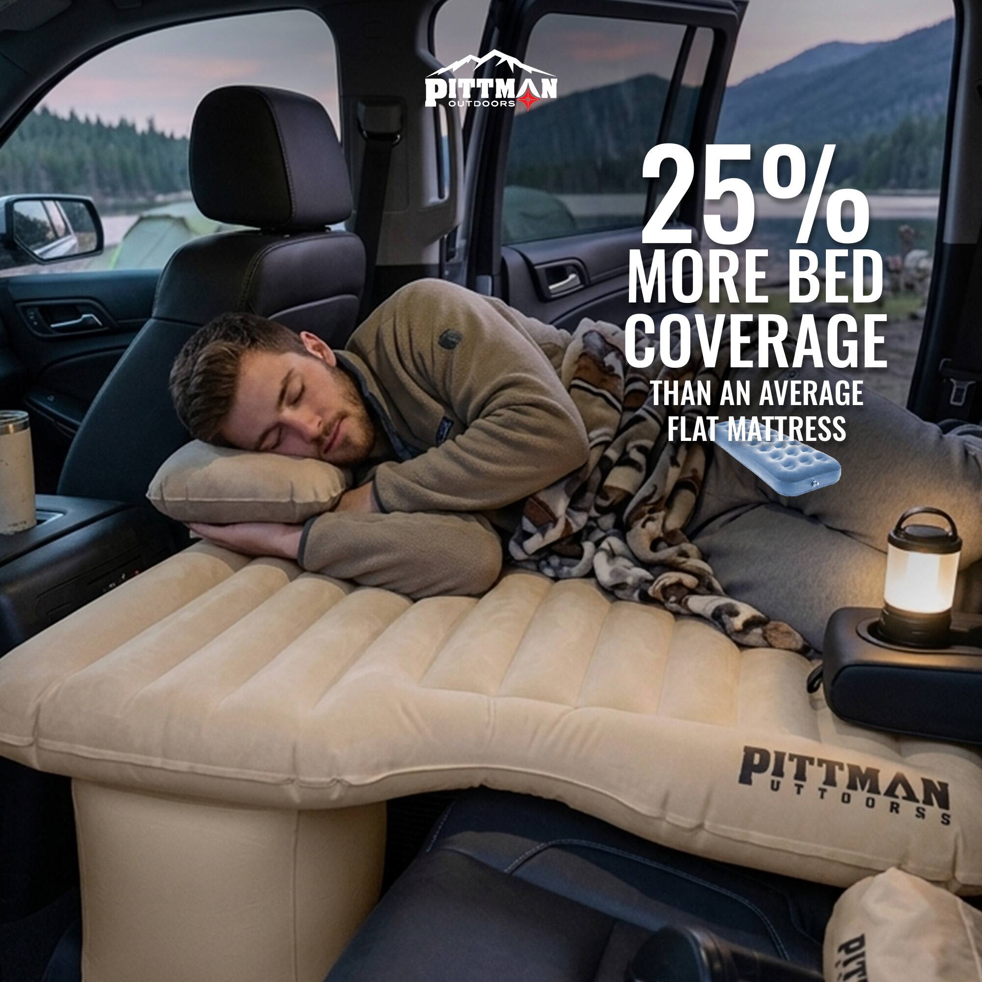 PITTMAN OUTDOORS  
25% MORE BED COVERAGE THAN AN AVERAGE FLAT MATTRESS
