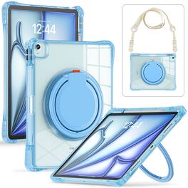 Dteck - For Apple iPad Air (M4) 13" 2026 & (M3) 2025 & (M2) 2024 and Pro 12.9 6th/5th/4th/3rd Gen Case,Clear Rugged Stand Cover - Lightblue