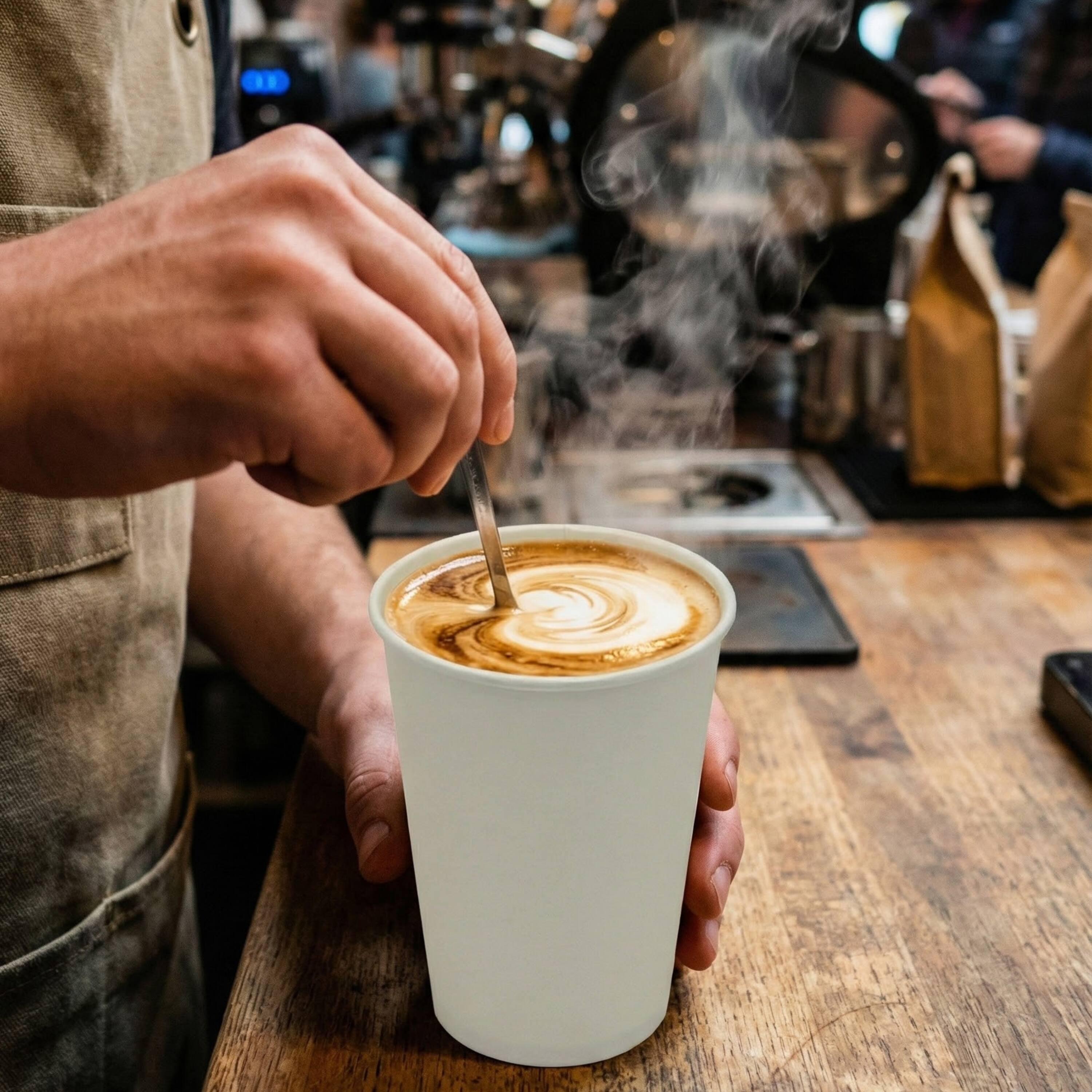 Alt View 4. Eco Harmony Products - Paper Cup (Single Wall), 90mm, White, 10oz, 1000-Pack - White.