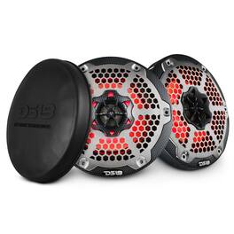 DS18 Audio - NXL 6.5" 2-way Coaxial Speaker with RGB LED Lights, Built-in Driver and Grille (Pair), 100W RMS 4-Ohm
