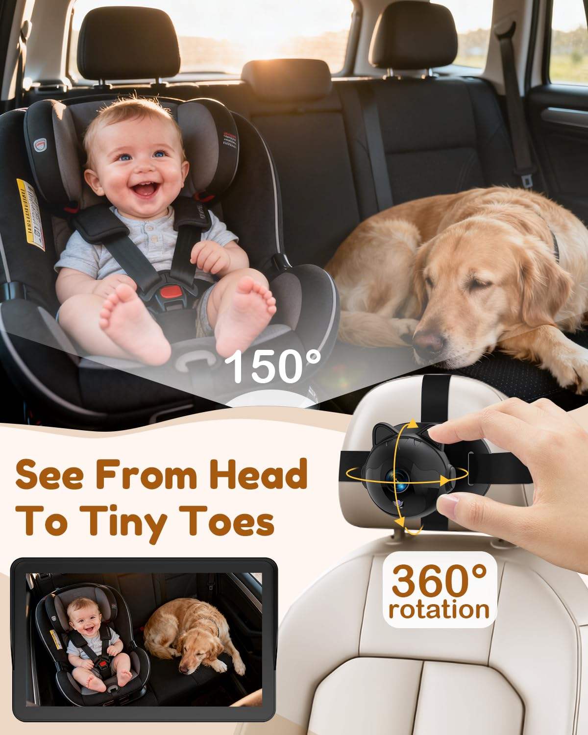 150  
See From Head To Tiny Toes  
360° rotation