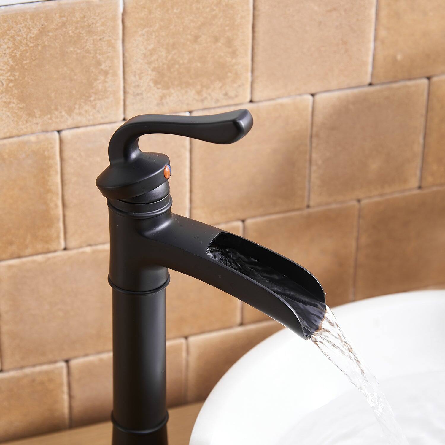 Alt View 9. Boyel Living - Waterfall Single Handle Single Hole Vessel Bathroom Faucet with Pop-up Drain in Matte Black - Matte Black.