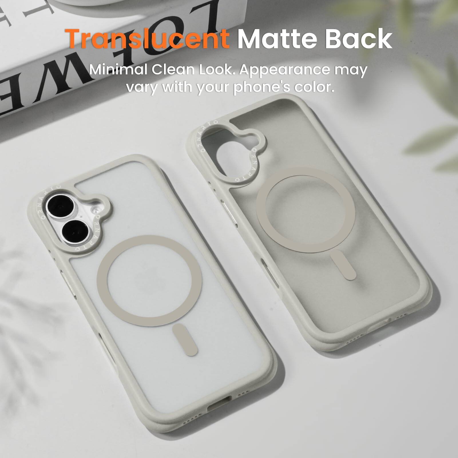 Translucent Matte Back  
Minimal Clean Look. Appearance may vary with your phone's color.