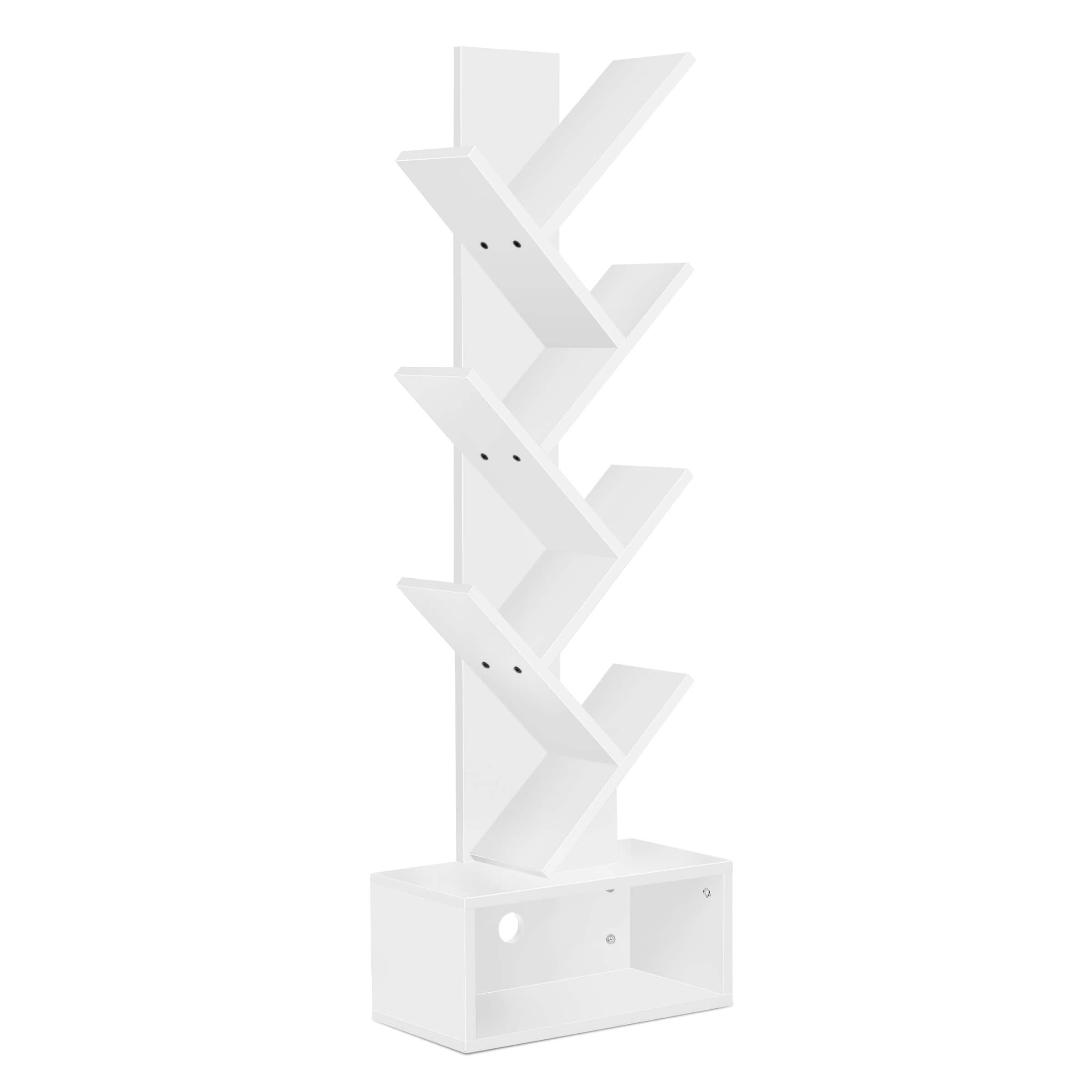 Sorbus - 7-Tier Zigzag Tree Bookcase with Open Drawer for Books, Decor, and Accessories - Space-Saving Organizer Unit - White price history on PriceWatchPro