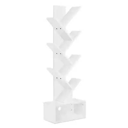 Front. Sorbus - Sorbus 7-Tier Zigzag Tree Bookcase with Open Drawer for Books, Decor, and Accessories - Space-Saving Organizer Unit - White.