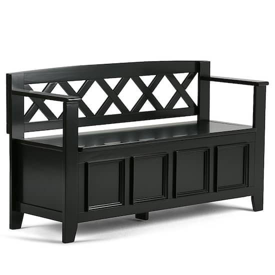 Black storage bench with baskets deals