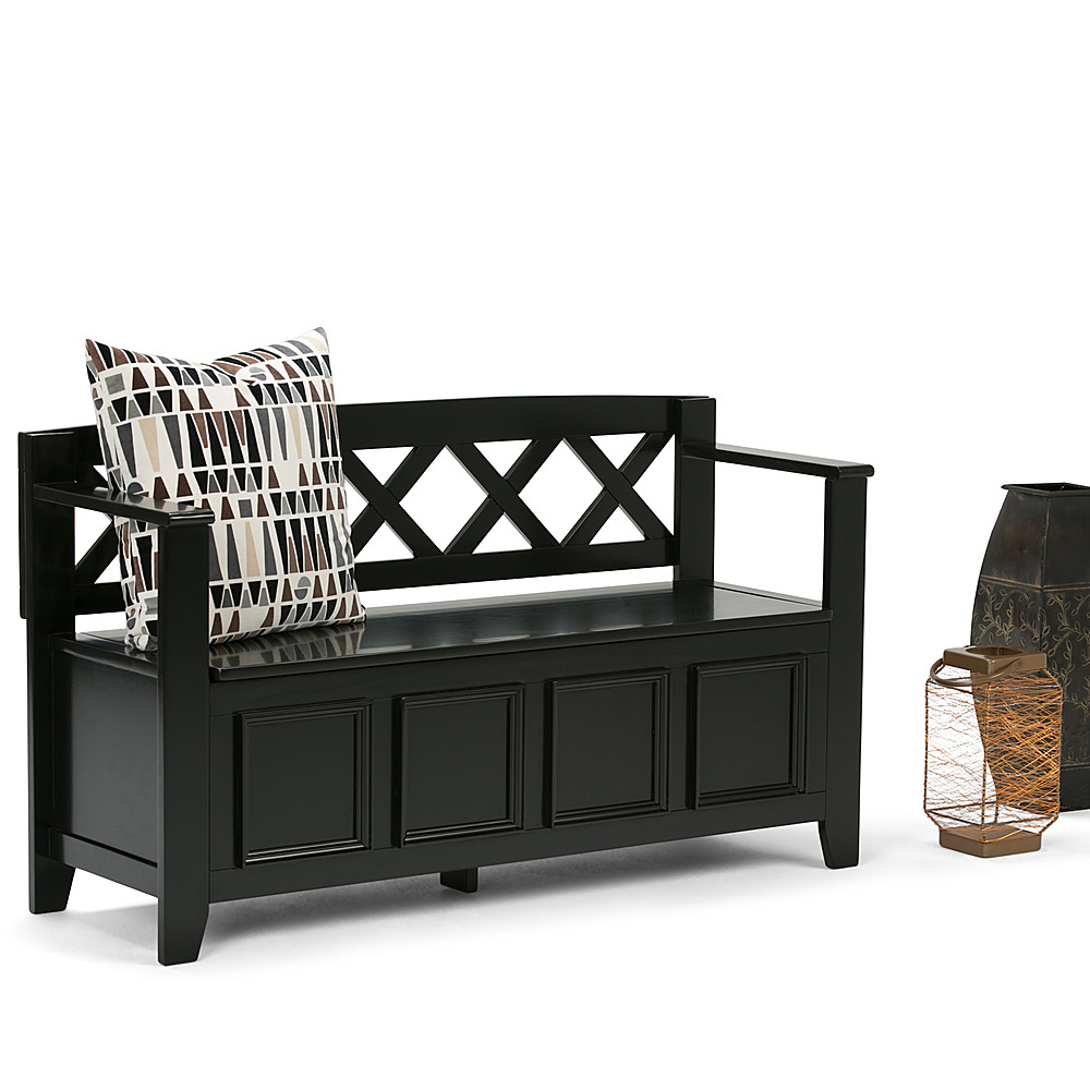 Left View: Simpli Home - Amherst Entryway Storage Bench - Black