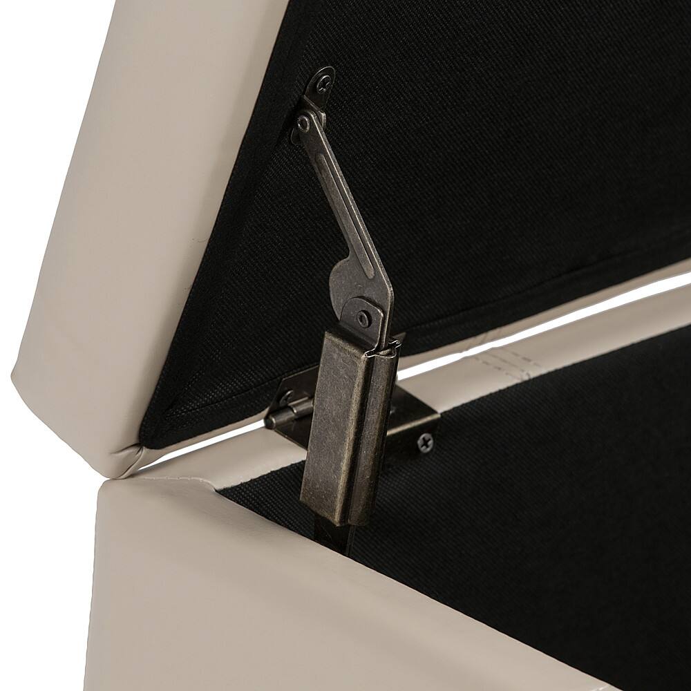 Alt View 13. Simpli Home - Dover Rectangular Polyurethane Faux Leather Bench Ottoman With Inner Storage - Satin Cream.