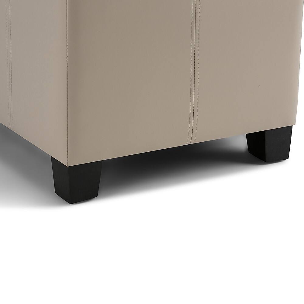 Alt View 15. Simpli Home - Dover Rectangular Polyurethane Faux Leather Bench Ottoman With Inner Storage - Satin Cream.