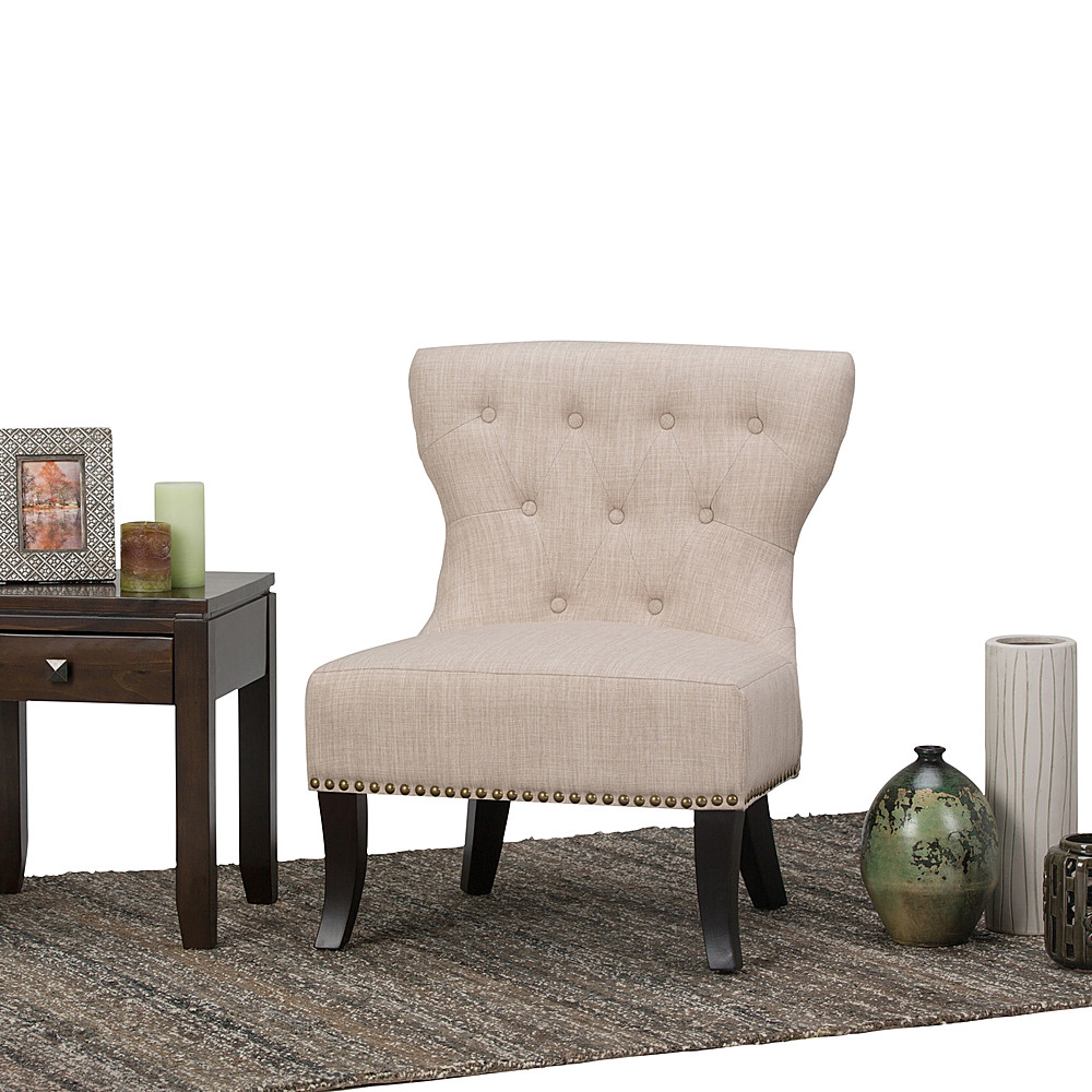 Left View: Simpli Home - Kitchener Traditional Slipper Chair - Natural