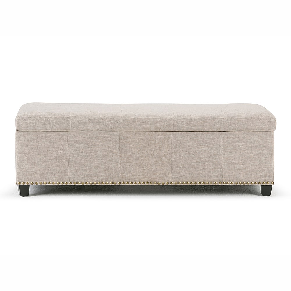 Angle View: Simpli Home - Kingsley Rectangular Polyester Bench Ottoman With Inner Storage - Natural