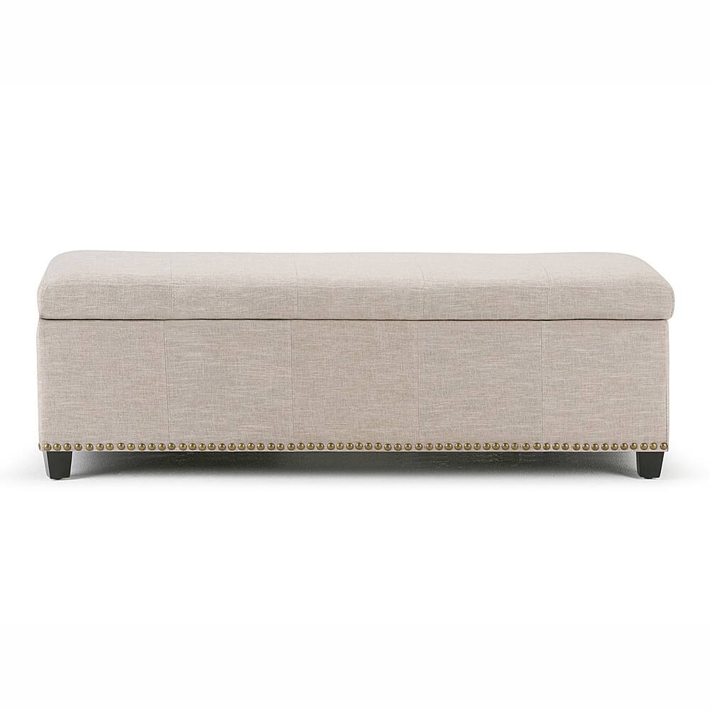 Angle. Simpli Home - Kingsley Rectangular Polyester Bench Ottoman With Inner Storage - Natural.