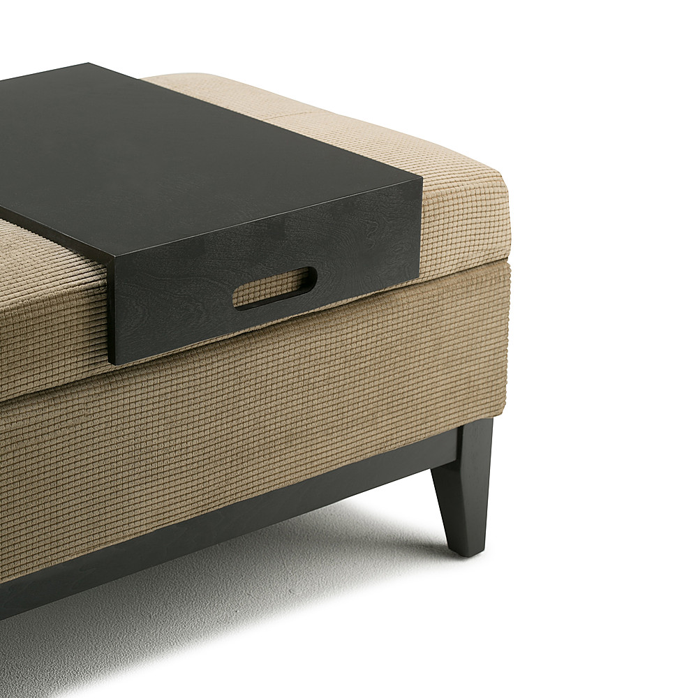 Simpli Home - Oregon Rectangular Fabric Bench Ottoman With Inner Storage - Khaki Beige