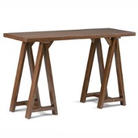 Simpli Home - Sawhorse Rectangular Solid Pine Console Table - Medium Saddle-Brown - Front_Zoom