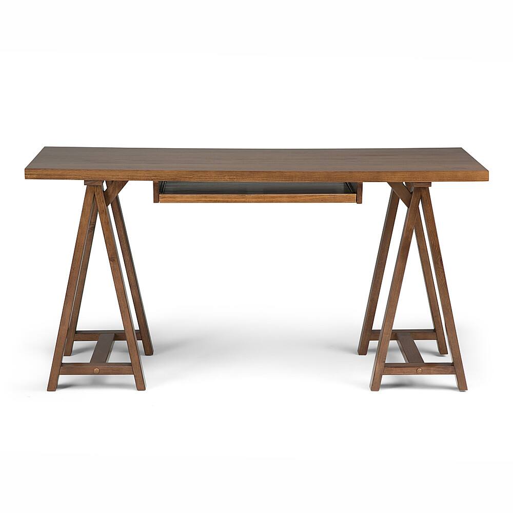 Angle View: Simpli Home - Sawhorse Rectangular Solid Pine Table - Medium Saddle Brown