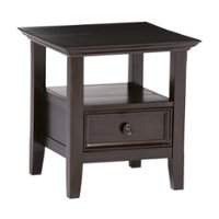 Simpli Home - Amherst Square Solid Pine Wood 1-Drawer End Table - Dark American-Brown - Front_Zoom