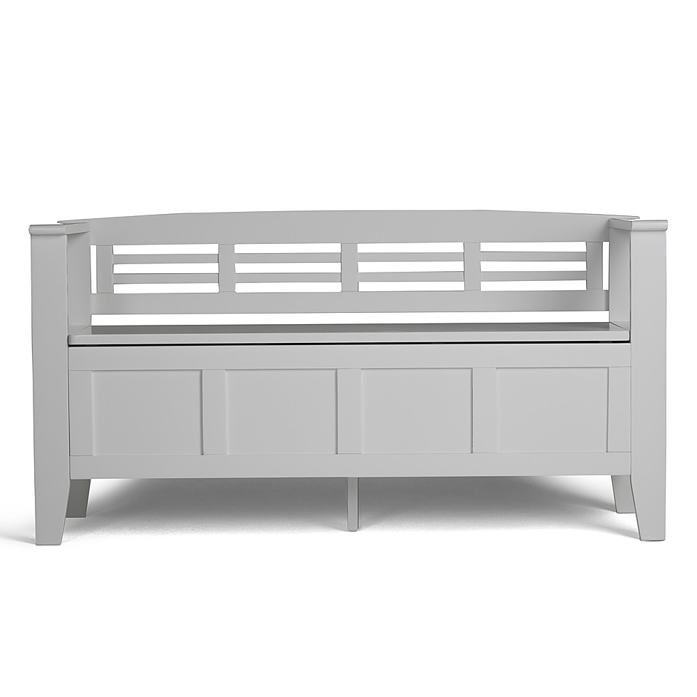 Angle View: Simpli Home - Adams Entryway Storage Bench With Backrest - White
