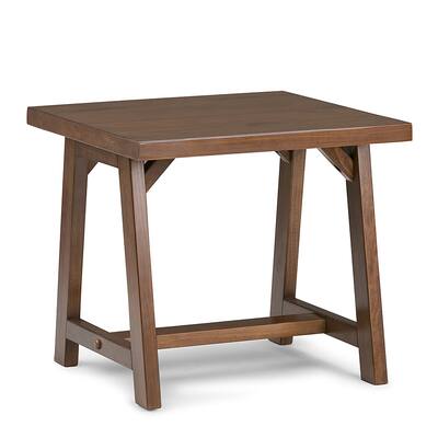 Simpli Home - Sawhorse Square Solid Pine End Table - Medium Saddle-Brown