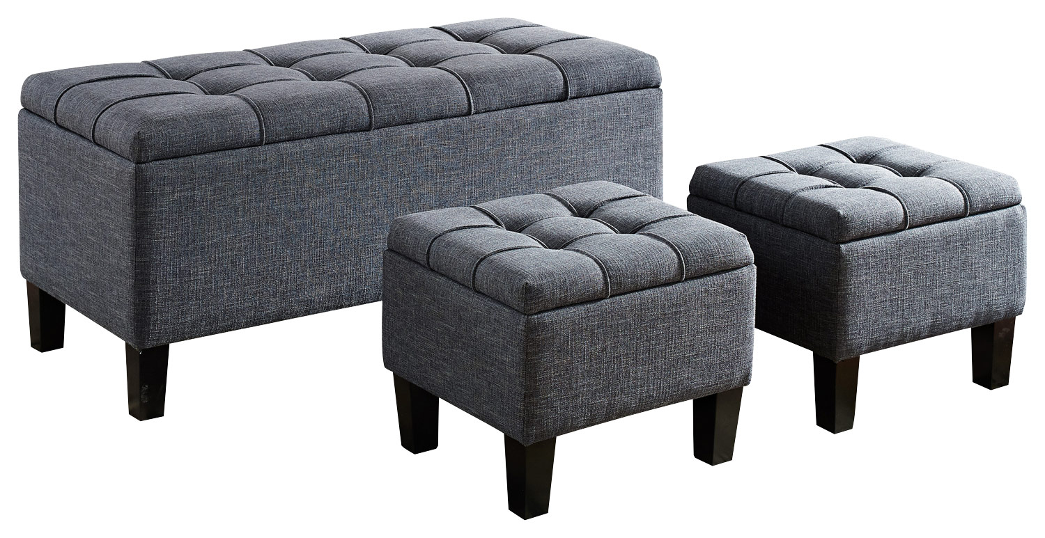 Simpli Home - Dover Rectangular Polyester Fabric Storage Ottoman Bench (Set of 3) - Slate Gray was $305.99 now $245.99 (20.0% off)