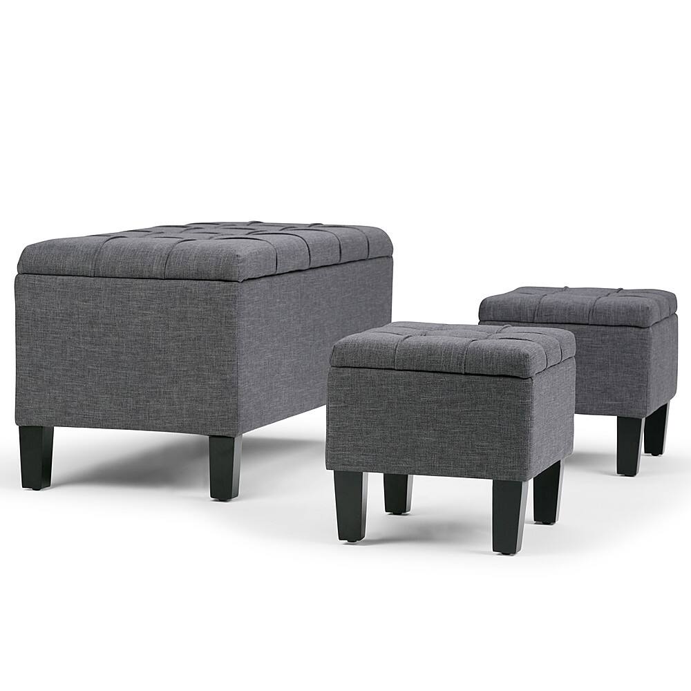 Alt View 14. Simpli Home - Dover Rectangular Polyester Fabric Storage Ottoman Bench (Set of 3) - Slate Gray.