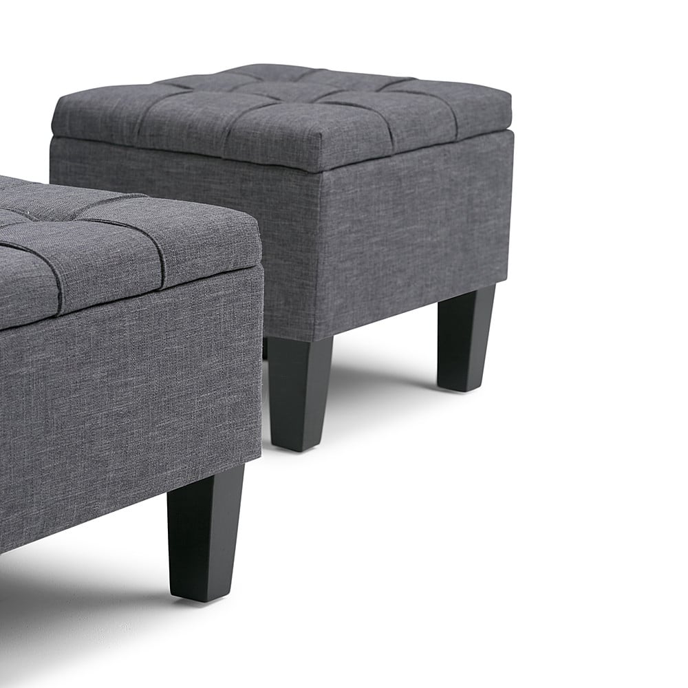 Alt View 15. Simpli Home - Dover Rectangular Polyester Fabric Storage Ottoman Bench (Set of 3) - Slate Gray.