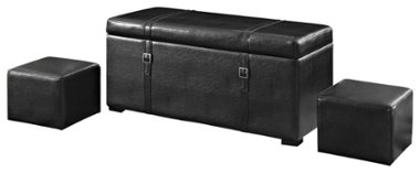 Simpli Home - Dorchester 5-Piece Rectangular Storage Ottoman Bench - Midnight Black - Front_Zoom