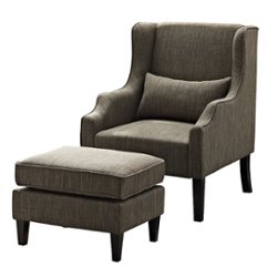 Simpli Home - Ashbury Wingback Club Chair and Ottoman - Fawn Brown - Front_Zoom