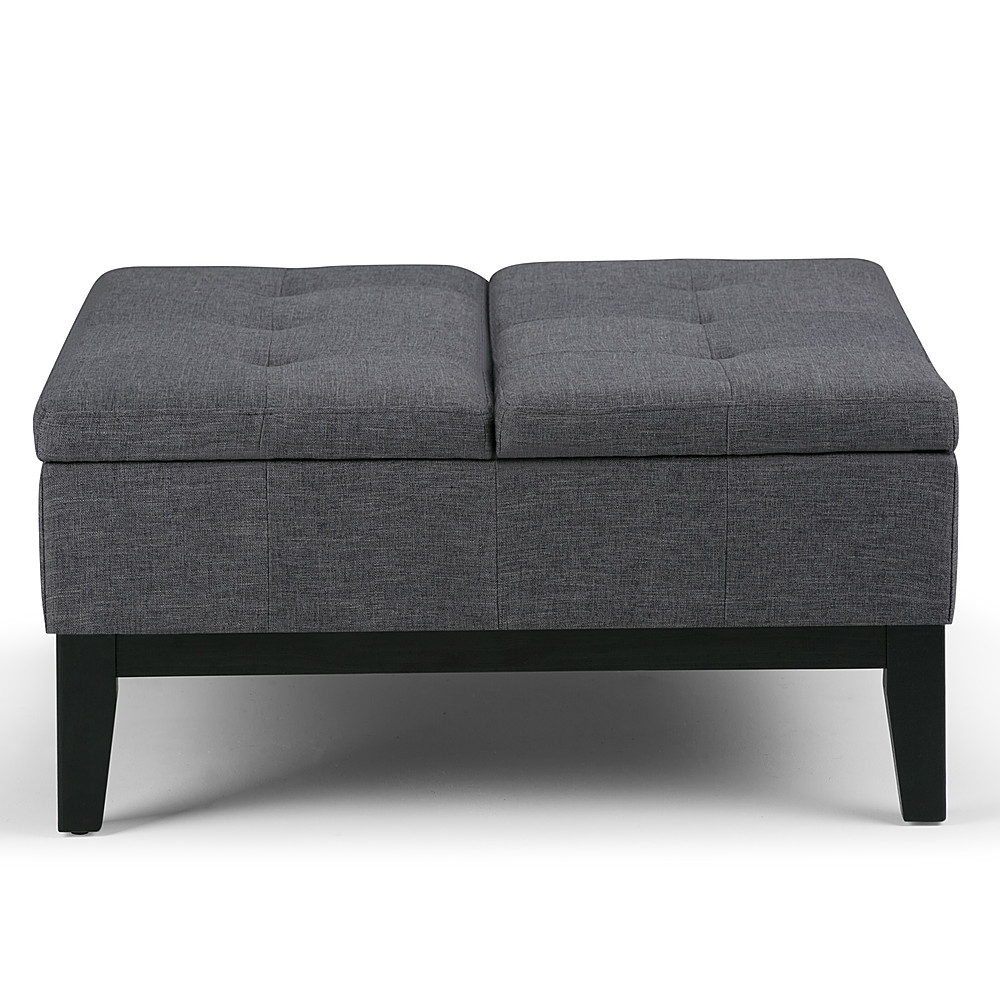 Angle View: Simpli Home - Dover Square Polyurethane Faux Leather Bench Ottoman With Inner Storage - Slate Gray