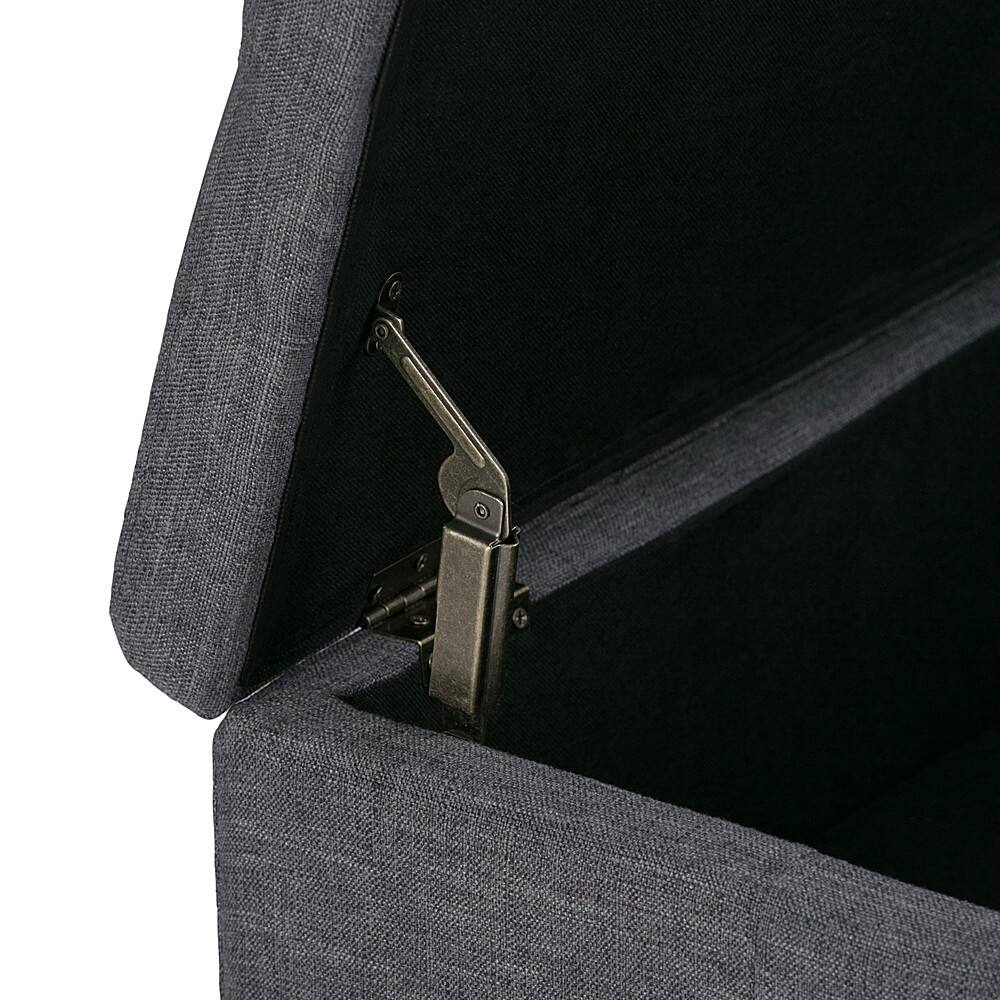 Alt View 12. Simpli Home - Dover Square Polyurethane Faux Leather Bench Ottoman With Inner Storage - Slate Gray.