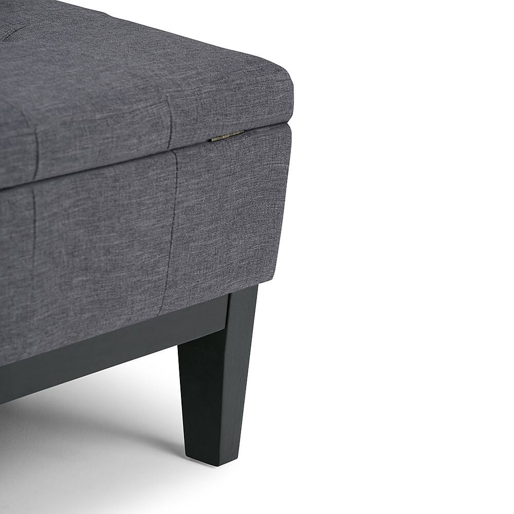 Alt View 15. Simpli Home - Dover Square Polyurethane Faux Leather Bench Ottoman With Inner Storage - Slate Gray.