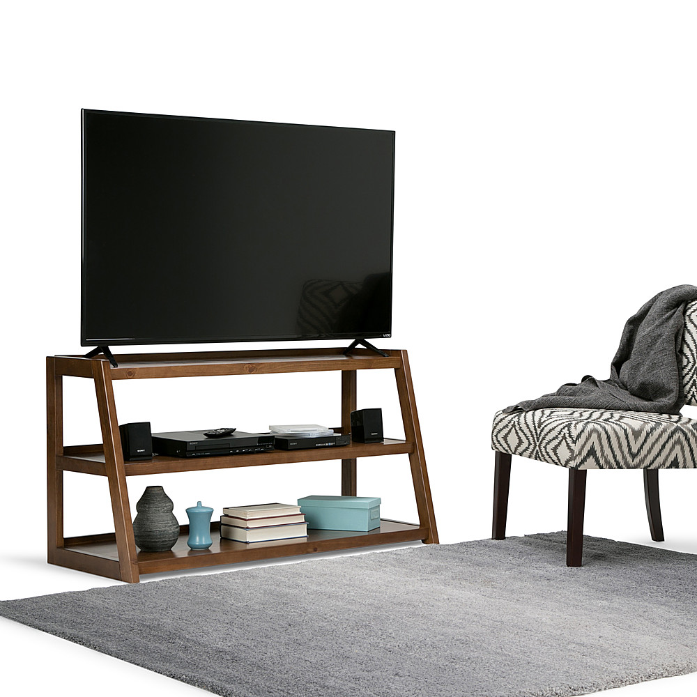 Left View: Simpli Home - Sawhorse TV Stand for Most TVs Up to 53" - Medium Saddle Brown