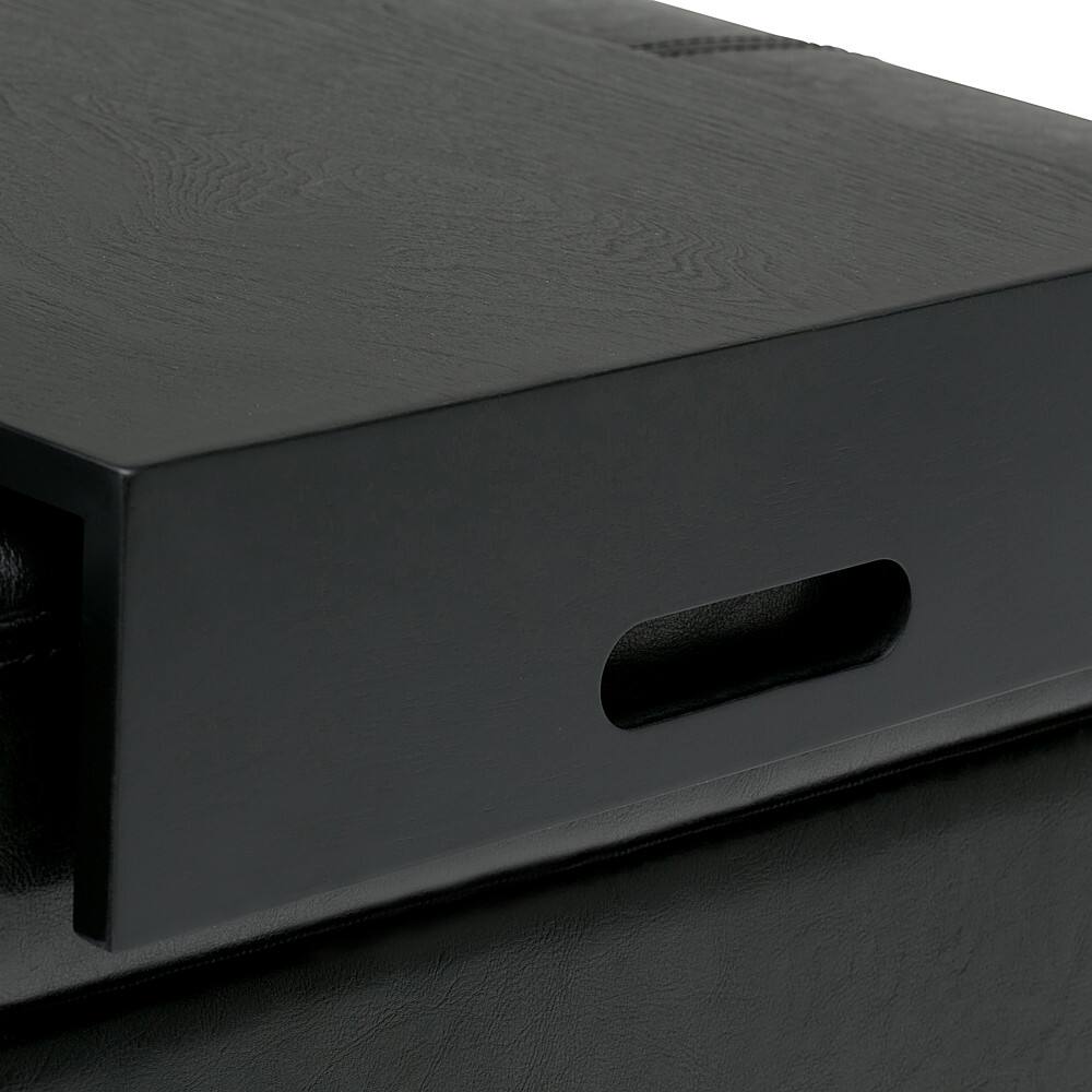 Alt View 15. Simpli Home - Oregon Rectangular Polyurethane Faux Leather Bench Ottoman With Inner Storage - Midnight Black.
