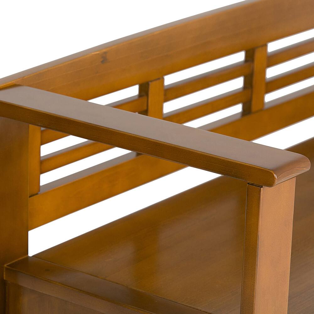 Alt View 12. Simpli Home - Adams Entryway Storage Bench With Backrest - Light Avalon Brown.