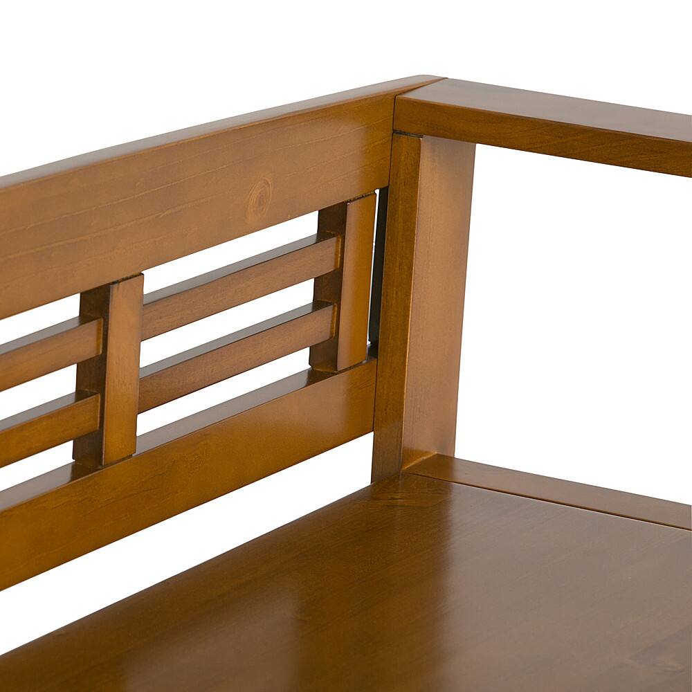 Alt View 13. Simpli Home - Adams Entryway Storage Bench With Backrest - Light Avalon Brown.